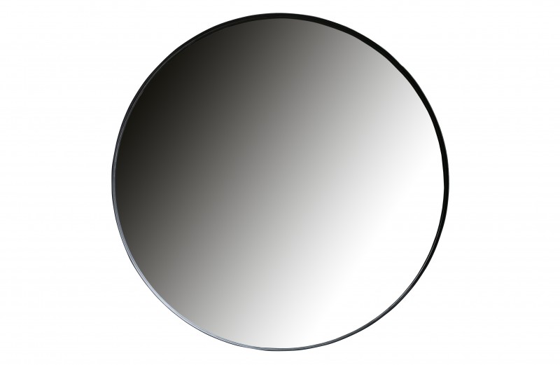 MIRROR ROUND BLACK METAL METAL SMOKED GLASS 120